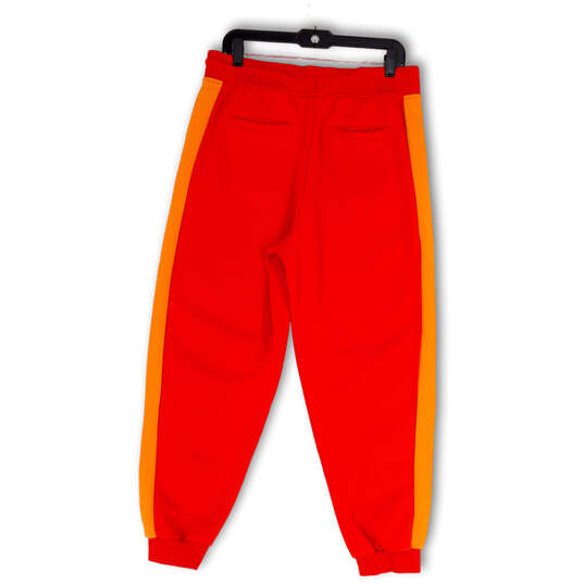 Womens Orange Red Drawstring Stretch Elastic Waist Jogger Pants Size Large image number 2