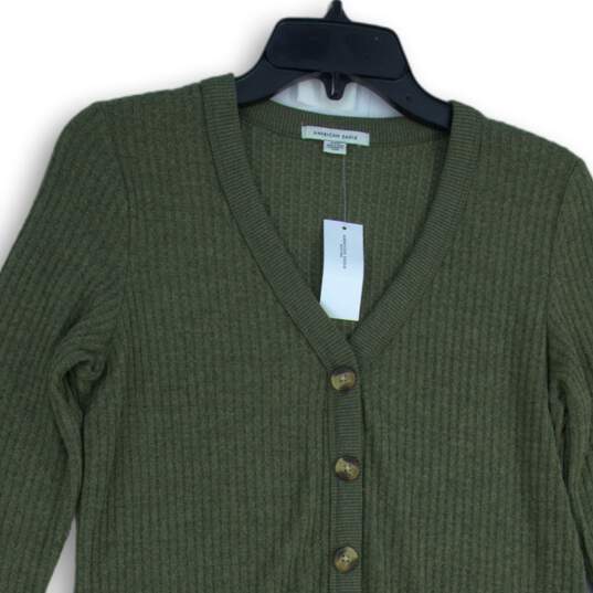 American Eagle Womens Green Knitted Long Sleeve Button Front Sweater Dress Sz M image number 3