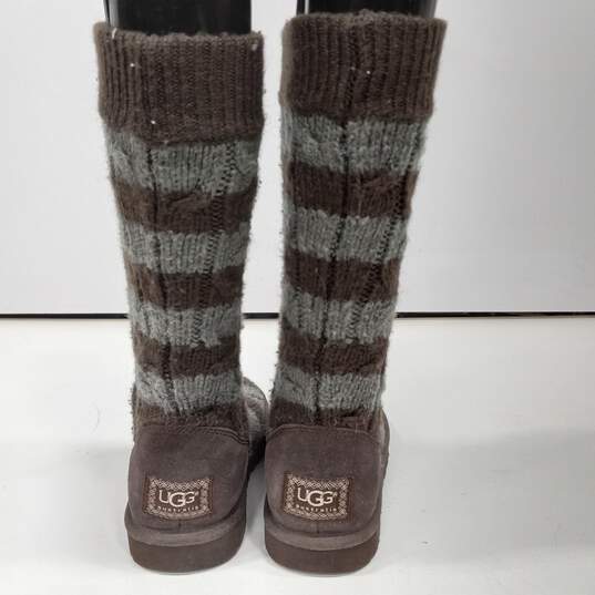 Ugg Australia Women's Brown/Gray Knit Sock Boots S/N 5822 Size 7 image number 4