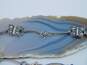 Romantic 925 Sterling Silver Oblong Hoop Earrings Marcasite Butterfly Bracelet & Moonstone Ring 22.4g image number 8