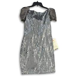 NWT Womens Gray Sequin Sleeveless Back-Zip Sheath Dress Size 14 alternative image