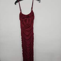 Red Corset Ruched Spaghetti Strap Dress