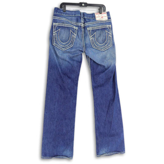 Womens Blue Denim Medium Wash 5 Pocket Design Straight Jeans Size 34 image number 2
