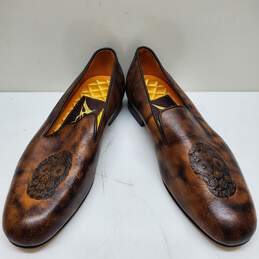 Preppies On Acid Brown Leather Size 11 Slip-on Shoes
