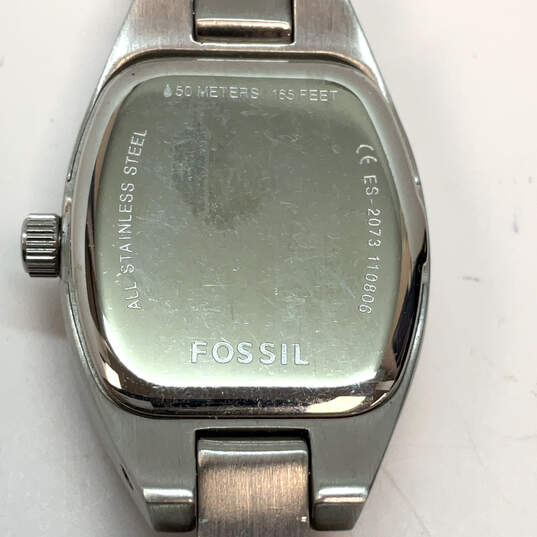 Designer Fossil ES-2073 Silver-Tone Stainless Steel Black Analog Wristwatch image number 4