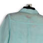 NWT Womens Blue Long Sleeve Point Collar Pockets Button-Up Shirt Size XS image number 4