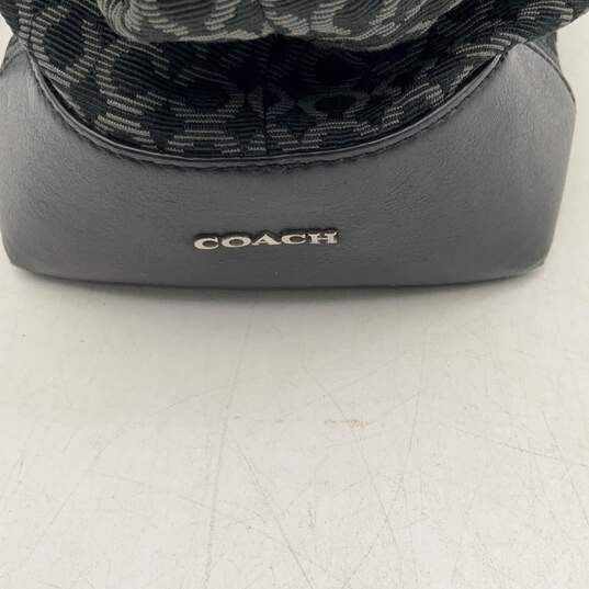 Coach Womens Black Gray Signature Print Zipper Double Handle Shoulder Bag image number 7