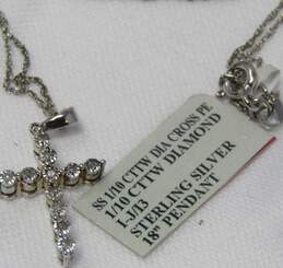 Sterling Silver Diamond Cross Pendant Necklace alternative image