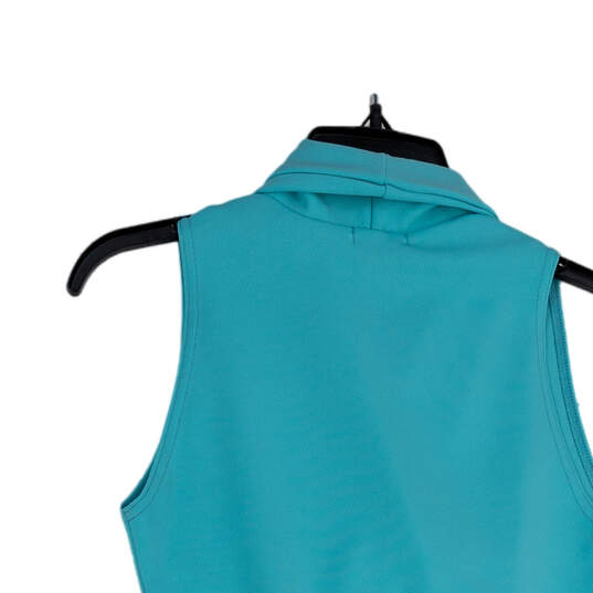 NWT Womens Teal Sleeveless Button Front Double Breasted Sheath Dress Size 6 image number 4