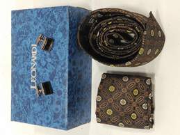 Patterned Tie And Cufflink Set In Decorative Box