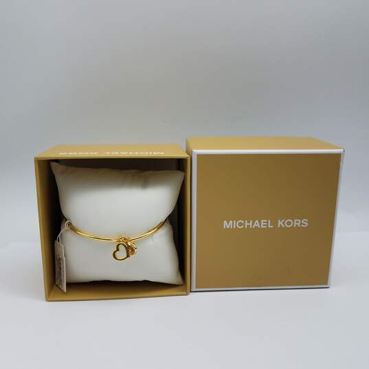 Michael Kors Gold Tone Crystal 2 Charm House & Eye Bracelet w/Tags 5.4g image number 3