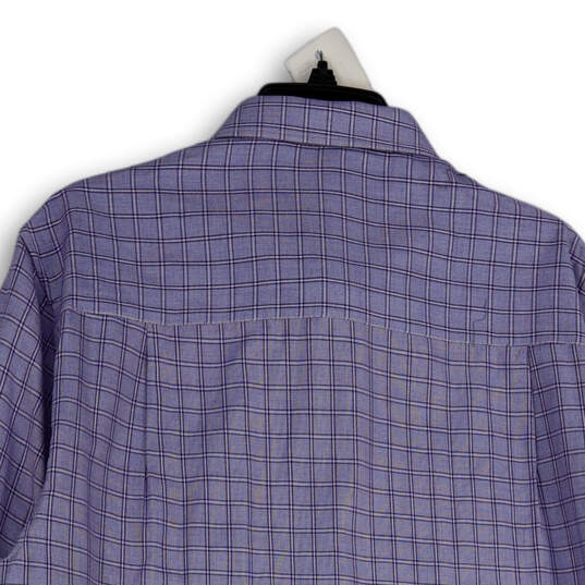 NWT Mens Purple Plaid Modern Fit Collared Long Sleeve Dress Shirt Size XL image number 4
