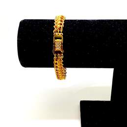 Designer Nolan Miller Gold-Tone Clear Stone Double Curb Chain Bracelet