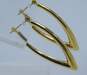 14K Yellow Gold Puffed Pointed Oblong Hoop Earrings 2.8g image number 3