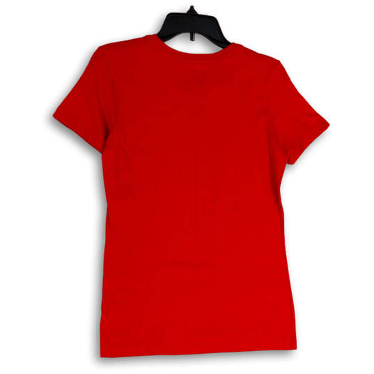 Womens Red Crew Neck Short Sleeve Slim Fit Pullover T-Shirt Size Medium image number 3