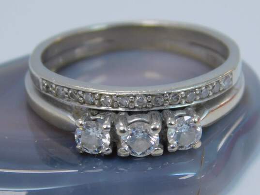 18K White Gold Engagement & 14K Band 0.69 CTTW Diamond Bridal Set 5.1g image number 1