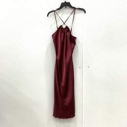Womens Red Modern Pleated Spaghetti Strap Sleeveless Bodycon Dress Size XS