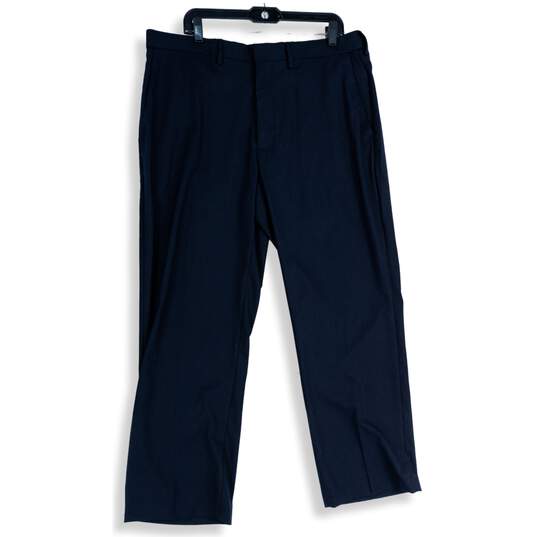 NWT Haggar Clothing Mens Navy Flat Front Slash Pocket Dress Pants Size 38X29 image number 1