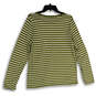 Womens Green White Striped Round Neck Long Sleeve Pullover T-Shirt Size XL image number 2