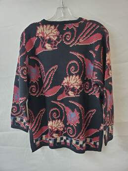 Camela Wool Sweater Floral Pattern Black & Red Size 36 alternative image