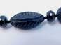 Hotcakes Design 925 Carved Black Lucite Onyx Floral Victorian Lady Necklace 92.3g image number 5