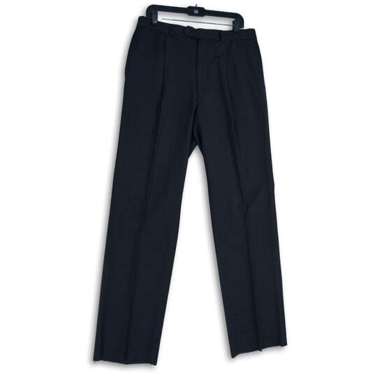 NWT Ryan Seacrest Distinction Mens Black Pleated Dress Pants Size 36X30 image number 1