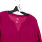 St. John's Bay Crinkle Top Women's Purple V-Neck 3/4 Sleeve Layered Hi Lo Size M image number 3