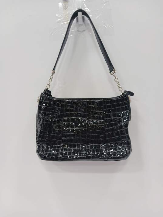 Brighton Black Patent Leather Croc Pattern Shoulder Bag image number 2