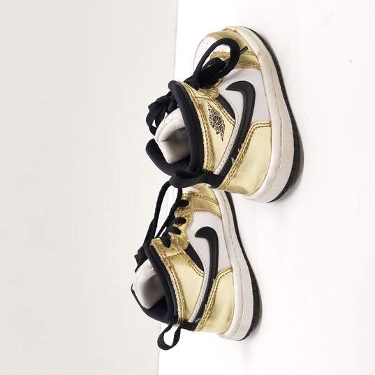 Nike Baby's Jordan 1 Mid SE TD Metallic Gold Sneaker Size 6C image number 7