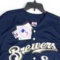 Majestic Mens Navy Gold Milwaukee #8 Genuine Major League Merchandise Jersey 50 image number 3