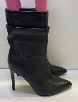 Nine West Black Leather Scrunchy Pleated Ankle Heel Boots Size 9 M