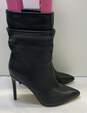 Nine West Black Leather Scrunchy Pleated Ankle Heel Boots Size 9 M image number 1