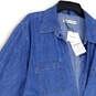NWT Womens Blue Long Sleeve Collared Oversized Button-Up Shirt Size X-Large image number 3