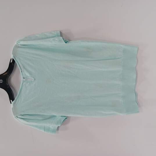 Talbots Blue/Green Short Sleeve Floral Embroidered Shirt Women's Size Small NWT image number 2