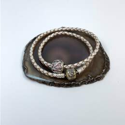 Designer Pandora 925 ALE Sterling Silver Double Wrap Champagne Charm Bracelet