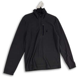 Womens Gray Mock Neck Long Sleeve Quarter Zip Fleece Pullover Jacket Size M