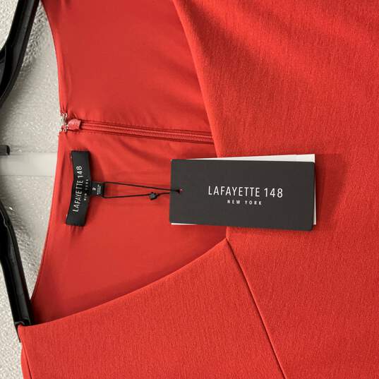 NWT Lafayette Womens Blush Pink Front Slit Long Sleeve Sheath Dress Size 2 image number 3