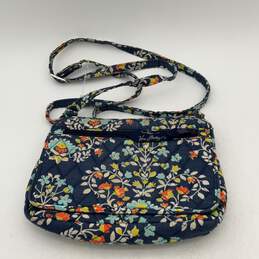 Vera Bradley Womens Blue Floral Adjustable Strap Zipper Crossbody Bag Purse
