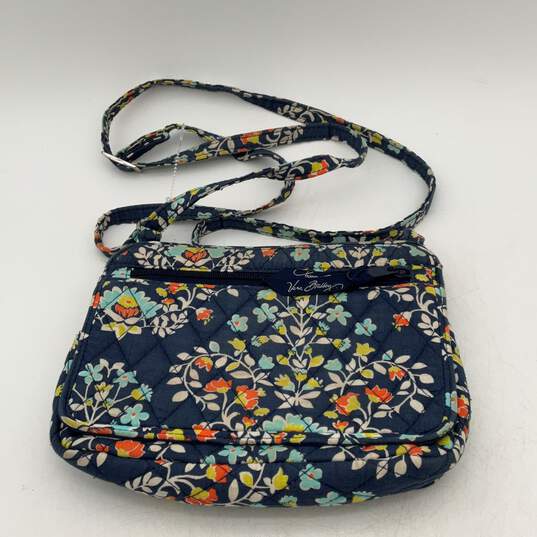 Vera Bradley Womens Blue Floral Adjustable Strap Zipper Crossbody Bag Purse image number 1
