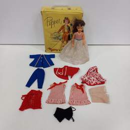 Lot of 3 Vintage Dolls, 2 Cases, And Clothing alternative image
