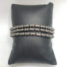925 Silver Hematite Tube Pattern Link 8" Bracelet (Safety Chain Broken) 38.2g