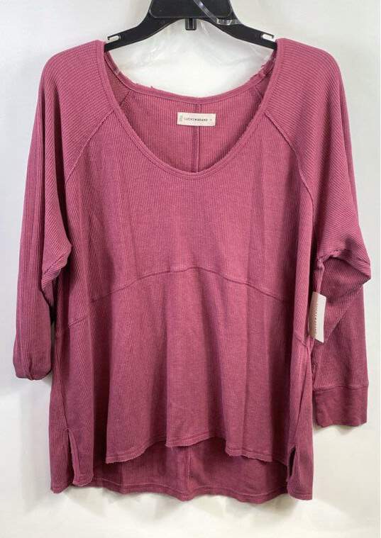 Lucky Brand Women Pink Waffle Long Sleeve Top XL image number 1