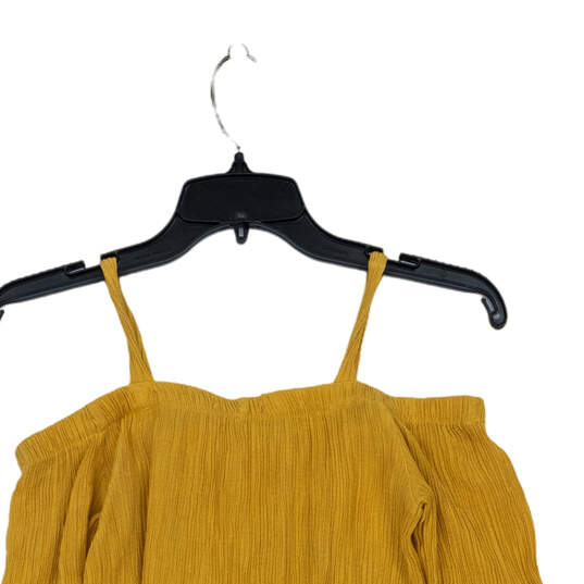 Womens Yellow Short Sleeve Button Front Off Shoulder Blouse Top Size Small image number 4