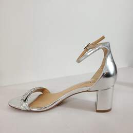 Jewel By Badgley Mischka Silver Metallic Rhinestone Sandal Pump Heels Shoes Size 7.5 B