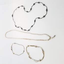Sterling Silver Bead Link Bracelet & Necklace Bundle 4 Pcs 21.3g