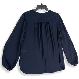 NWT Womens Navy Blue Front Button Long Balloon Sleeve Blouse Top Size L alternative image