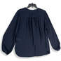 NWT Womens Navy Blue Front Button Long Balloon Sleeve Blouse Top Size L image number 2