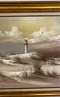 Lighthouse Sand Dunes Oil on canvas by K. Wilson Signed. Vintage Matted & Framed image number 4
