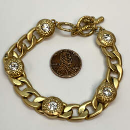 Designer Brighton Gold-Tone Rhinestone Toggle Clasp Link Chain Bracelet alternative image