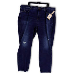 NWT Womens Blue Denim Medium Wash Distressed Skinny Leg Jeans Size 26W